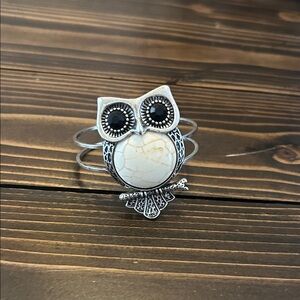 Silver and White Owl Bracelet.